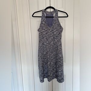 Mpg Sports Athletic Sleeveless Built in Bra Dress Purple White Pattern Size M